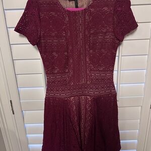 BCBGMaxAzria Burgundy Lace Mini Dress